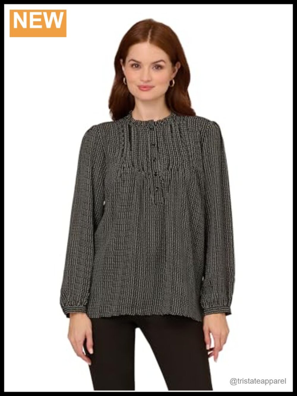 Adrianna Papell Women's Pintuck Button Down Blouse - 100% Polyester